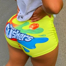 Plus Size 4XL Sexy Printed Low Waist Skinny Shorts SHD-9288