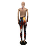 Tie Dye Sexy Halter Crop Tops Pants 2 Piece Sets BS-1203
