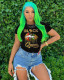 Casual Lips Letter Print Short Sleeve O Neck T Shirt FSL-094