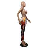 Tie Dye Sexy Halter Crop Tops Pants 2 Piece Sets BS-1203