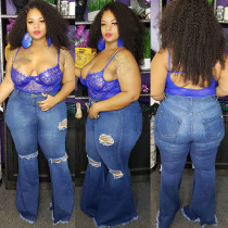 Plus Size 5XL Fat MM Denim Hole Skinny Jeans HSF-2108