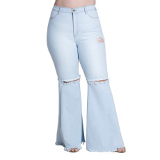 Plus Size 5XL Fat MM Denim Hole Skinny Jeans HSF-2108