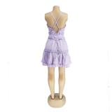 Sexy Backless Spaghetti Strap Big Swing Mini Dress AIL-104