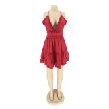 Sexy Backless Spaghetti Strap Big Swing Mini Dress AIL-104