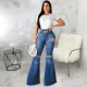 Plus Size Denim Hole Skinny Flared Jeans HSF-2074