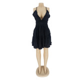 Sexy Backless Spaghetti Strap Big Swing Mini Dress AIL-104