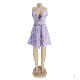 Sexy Backless Spaghetti Strap Big Swing Mini Dress AIL-104