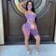Tie-dye Sleeveless Top Shorts Two Piece Set (including mask) LX-2076