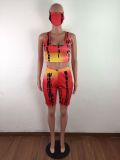 Tie-dye Sleeveless Top Shorts Two Piece Set (including mask) LX-2076