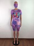 Tie-dye Sports Two Piece Shorts Set (including mask) LX-2075