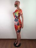 Tie-dye Sports Two Piece Shorts Set (including mask) LX-2075