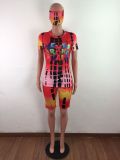 Tie-dye Sports Two Piece Shorts Set (including mask) LX-2075