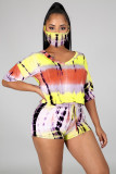 Fashion Tie-dye Casual Two Piece Suit Without Mask LX-6871