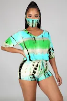 Fashion Tie-dye Casual Two Piece Suit Without Mask LX-6871
