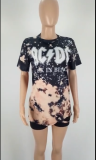 Fashion Print T-shirt Shorts Two Piece Set LSL-6355