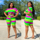 Fashion Casual Stripe T-shirt Shorts Two Piece Set LX-6870
