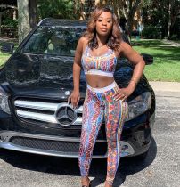 Casual Printed Tank Top Pants Two Piece Sets OD-8410