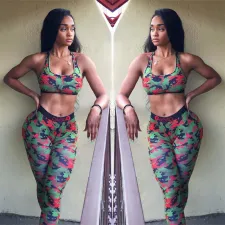 Personality Slim Printed Fitness Pants Suit LSL-8046