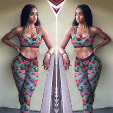 Personality Slim Printed Fitness Pants Suit LSL-8046