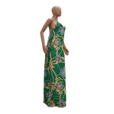 Sexy Printed Spaghetti Strap Maxi Dress Without Mask TR-1053