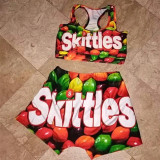 Sexy Printed Tank Top Shorts Yoga Two Piece Sets SHD-9293