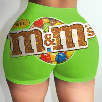 Plus Size Sexy Letter Print Bodycon Mini Shorts SHD-9303