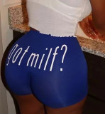 Plus Size Letter Print Fitness Yoga Skinny Shorts SHD-9305