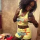 Sexy Printed Tank Top Shorts Yoga Two Piece Sets SHD-9293