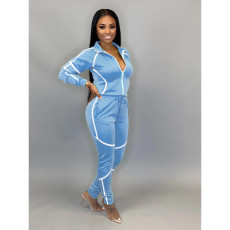 Casual Tracksuit Patchwork Long Sleeve 2 Piece Pants Set SFY-145