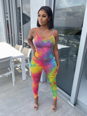 Sexy Fashion Tie-dye Print Suspenders Jumpsuit BS-1207