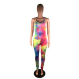 Sexy Fashion Tie-dye Print Suspenders Jumpsuit BS-1207