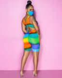 Painted Vest Backless Lace-up Rompers With Mask BS-1206