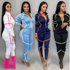 Casual Tracksuit Patchwork Long Sleeve 2 Piece Pants Set SFY-145