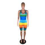 Painted Vest Backless Lace-up Rompers With Mask BS-1206