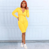 Solid Hooded Zipper Long Sleeve 2 Piece Shorts Set SFY-137