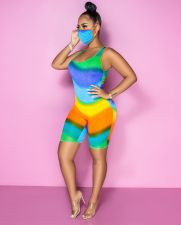 Painted Vest Backless Lace-up Rompers With Mask BS-1206