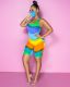 Painted Vest Backless Lace-up Rompers With Mask BS-1206