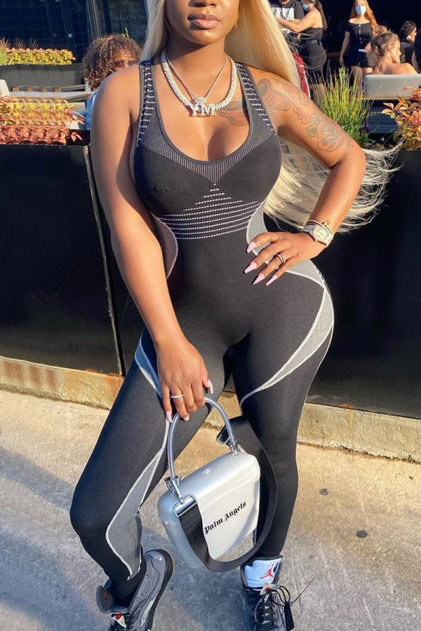 Casual Sports Fitness Sleeveless Skinny Jumpsuits NIK-147