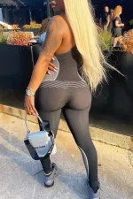Casual Sports Fitness Sleeveless Skinny Jumpsuits NIK-147