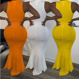 Sexy Solid Sleeveless Slim Mermaid Maxi Dress TK-6099
