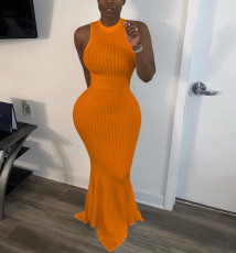Sexy Solid Sleeveless Slim Mermaid Maxi Dress TK-6099