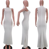 Sexy Solid Sleeveless Slim Mermaid Maxi Dress TK-6099