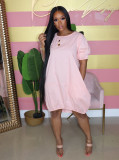 New Summer Fashion Clothes Bubble Sleeve Pullover Lantern Dress AIL-107