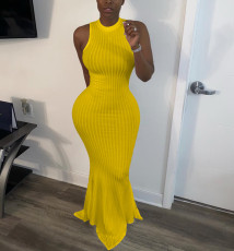 Sexy Solid Sleeveless Slim Mermaid Maxi Dress TK-6099