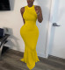 Sexy Solid Sleeveless Slim Mermaid Maxi Dress TK-6099