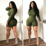 Solid Long Sleeve Half Turtleneck Skinny Rompers ASL-6281