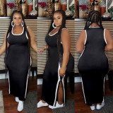 Plus Size 4XL Sleeveless Split Long Tank Dress ASL-6282