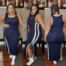 Plus Size 4XL Sleeveless Split Long Tank Dress ASL-6282