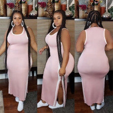 Plus Size 4XL Sleeveless Split Long Tank Dress ASL-6282