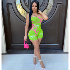Sexy Graffiti Printed Strappy Backless Rompers BS-1212